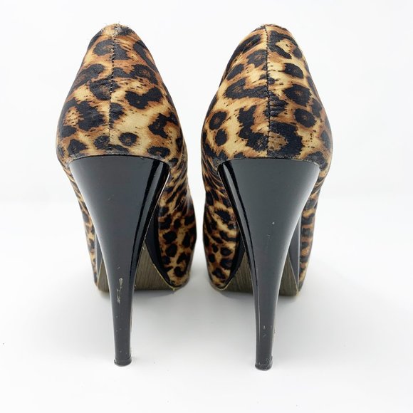 Leopard Print Platform Open Toe sz 9 - Picture 3 of 10